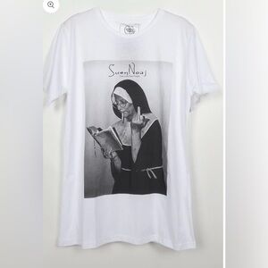 White Graphic Tee with Artistic Print